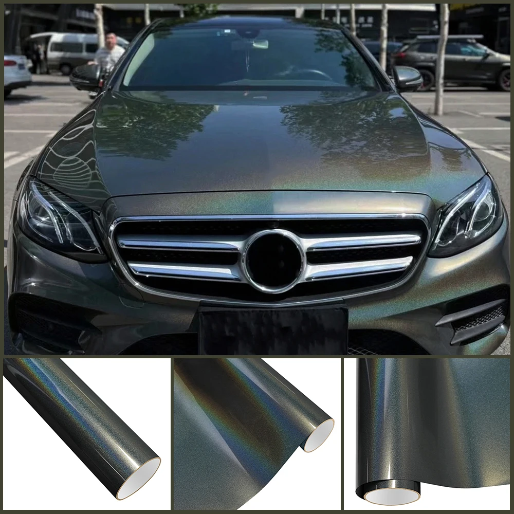 

Car Vinyl Film PET Iridecence Laser Grey Auto Wrap Film Waterproof Self Adhesive Motorcycle Car Body Exterior Decoration Decal