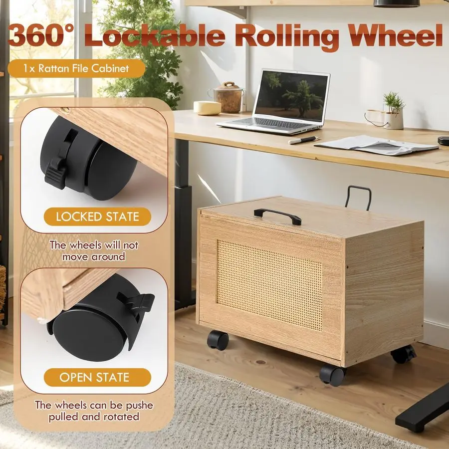 صندوق منظم الملفات المعلق مع غطاء خزانة الملفات الخوص المتدحرجة للمكتب المنزلي للحجم القانوني للرسالة #4