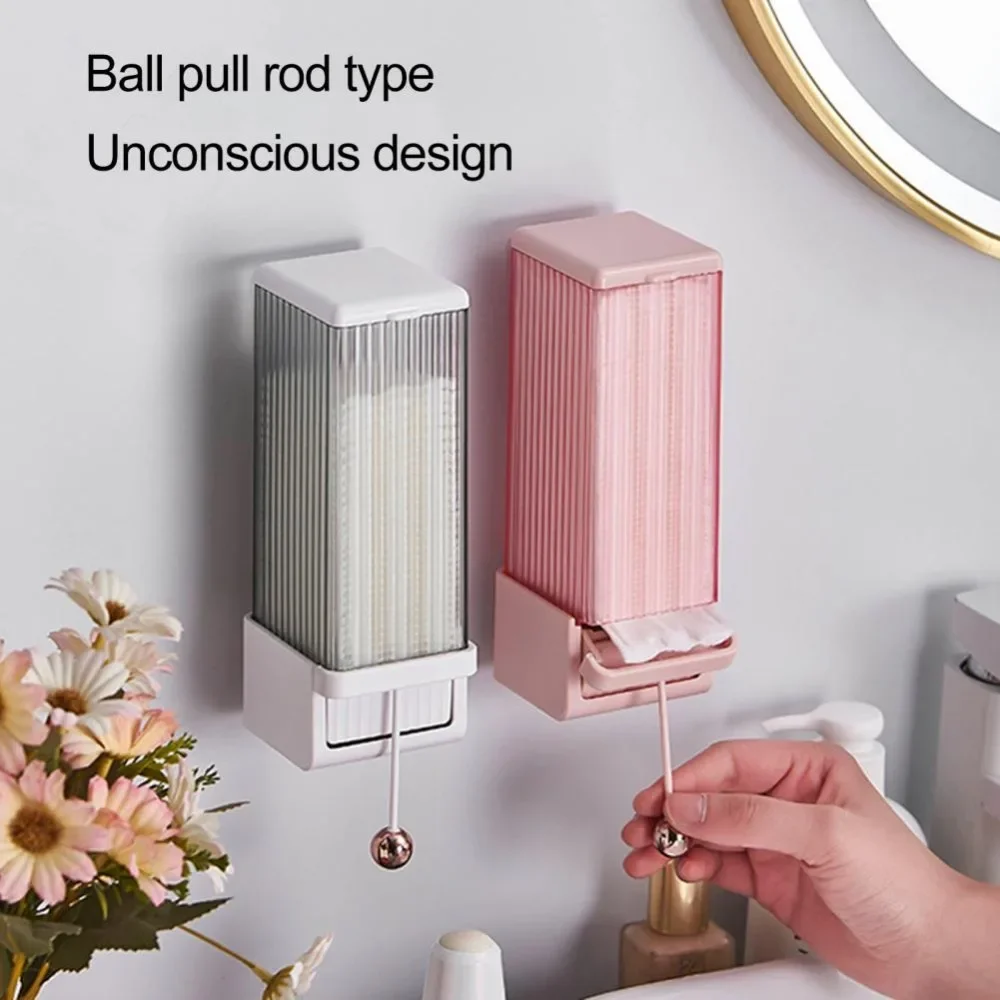 Makeup Cotton Storage Box  Easy Installation Space-saving Wall-mounted Cotton Pad Dispenser Remover Paper Organizer Holder