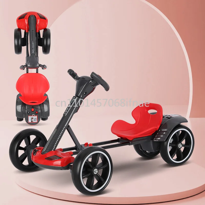 Children's electric go kart is free to install and can seat people Electric go kart charging remote control folding