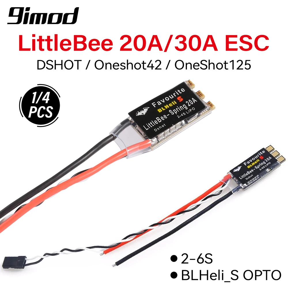 

Контроллер скорости 9IMOD FVT LittleBee 20A/30A ESC BLHeli_S OPTO 2-6S бесщеточный с поддержкой Mulitshot DSHOT для дрона RC FPV