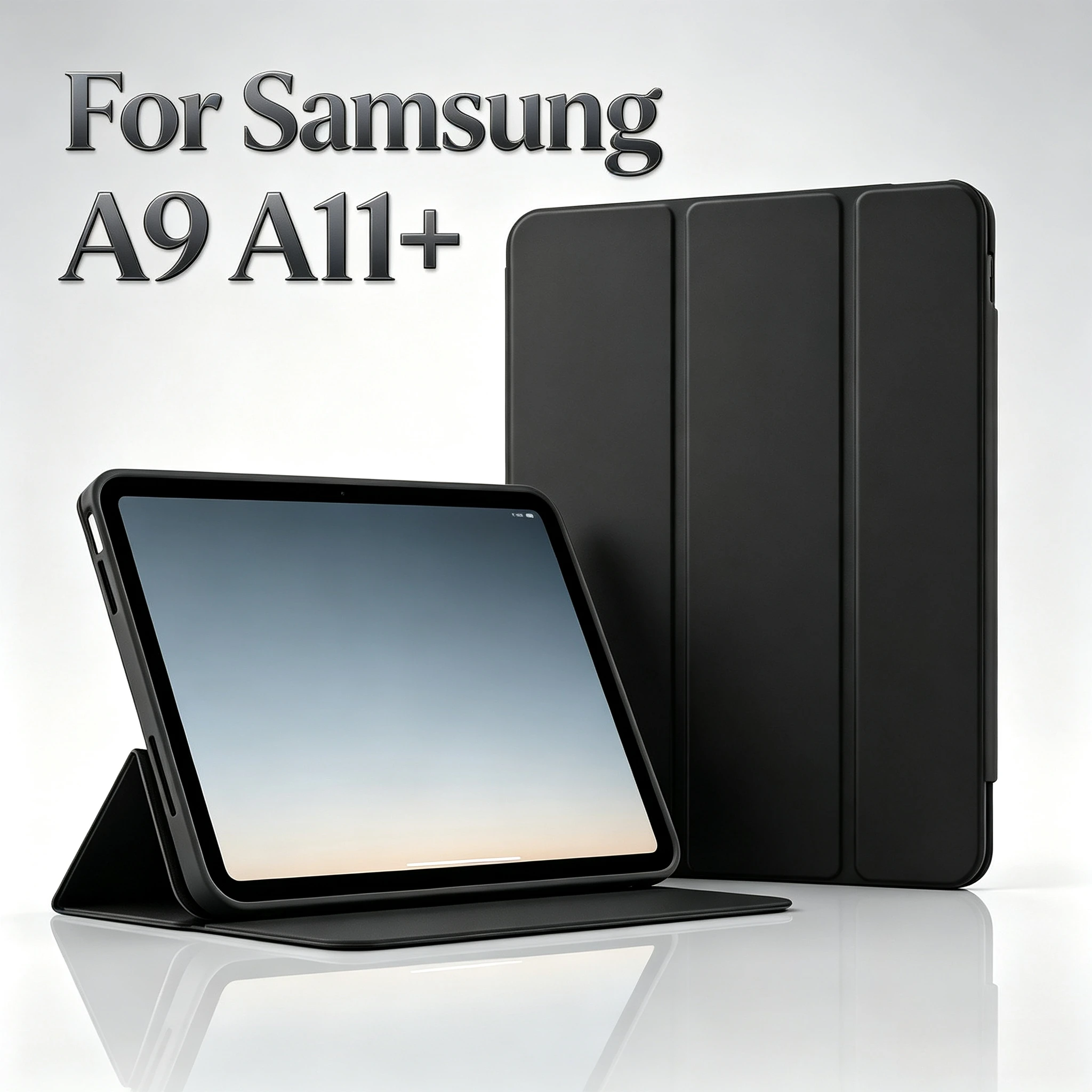 Solid Color Case for Samsung Galaxy Tab A9/A11 Plus, Tri-fold Flip Auto Wake/Sleep, Case for Samsung Tab SM-X110 SM-X210 SM-X133