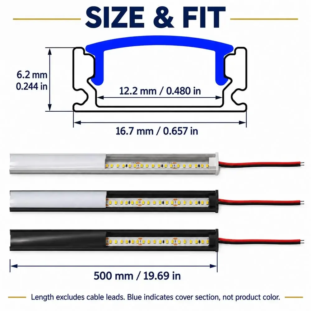 2-30 PCS LED Aluminum Profiles 50CM 19.68 Inch SMD 180LEDs U-Shaped Flat LED Aluminum Channel Rigid Strip for Indoor Lighting
