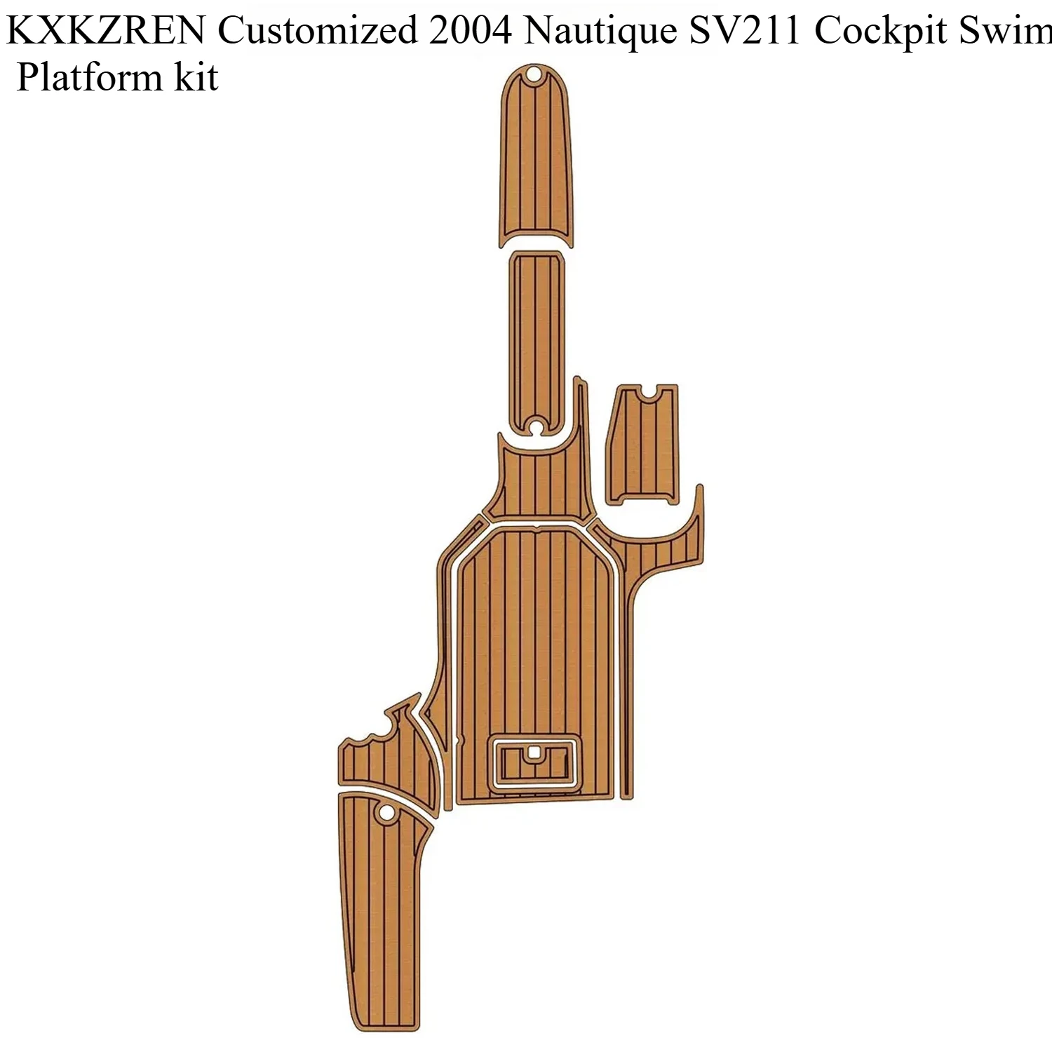 

KXKZREN Custom 2004 Nautique SV211 Cockpit Swim Platform Kit Self-adhesive Boat Decking Sheet Non-slip Faux Teak Flooring Pad