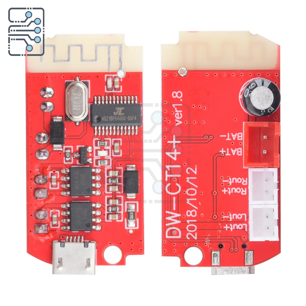 5W Digital Audio Amplifier Board Double Dual Plate DIY Bluetooth Speaker Modification Sound Music Module Micro USB DC 3.7V 5V