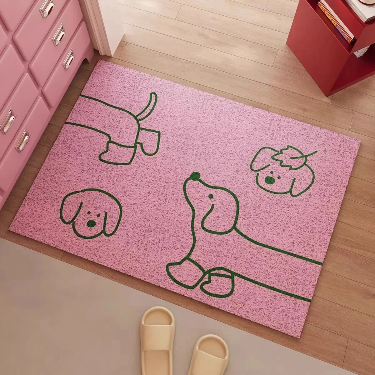 Cartoon PVC Welcome Doormat Korean Style Cute Dog Cuttable House Entrance Mat Carpet Anti Dust Pad Outdoor Aesthetic Home Decor