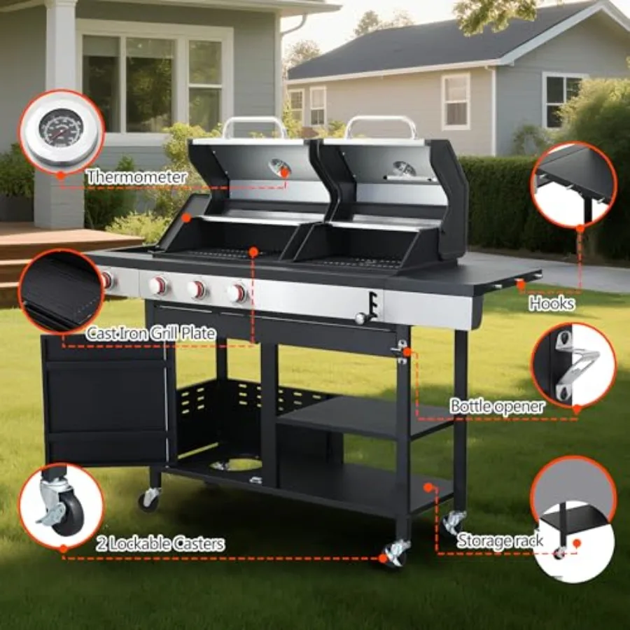 Propane Charcoal Grill Combo 6
