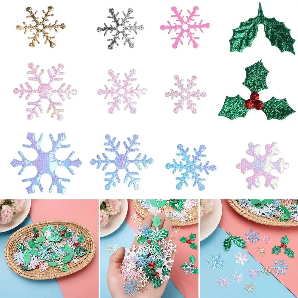 100/200/300Pcs/bag Craft Home Decor Wedding Decoration Festival Ornament Christmas Confetti Xmas Snowflake Tinfoil Sequins