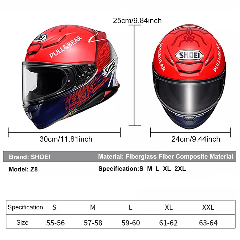 SHOEI Z8 Full Face Motorcycle Helmet Japanese Original Lightweight High Strength SHOEI Racing Helmets Cascos Para Moto Helmets