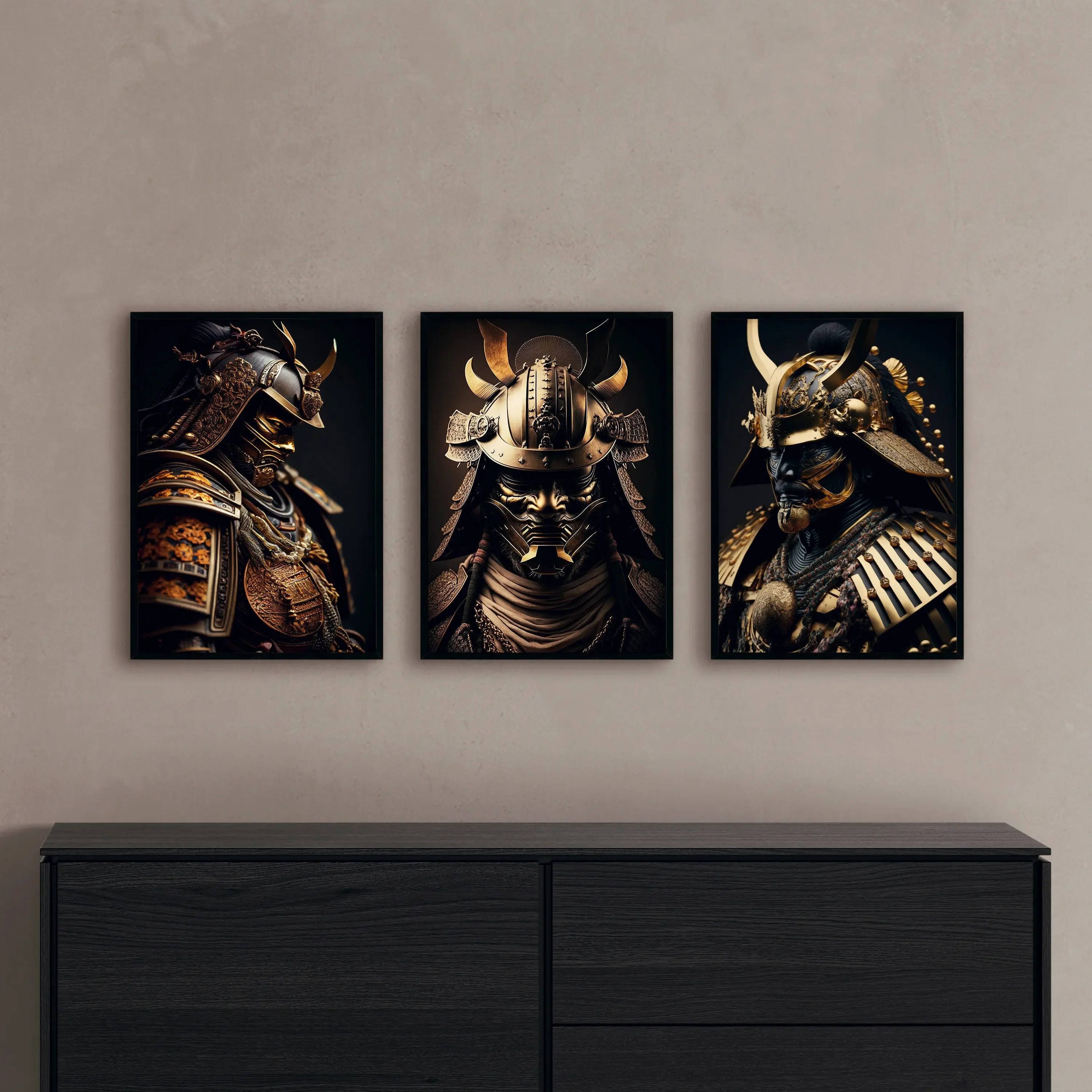 Japanese Bushido Golden Samurai Vintage Poster Canvas Painting Wall Decoration Print Suitable for Living Room Home Decoration
