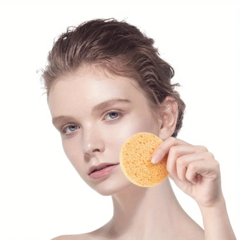 Compressed Wood Pulp Facial Sponge Eco-Friendly Expandable Cleansing Puff for Makeup Removal, Deep Cleansing, Daily Skincare