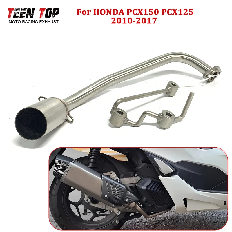 Tubo de escape para motocicleta Honda PCX150 PCX125, colector de escape PCX 150 125, tubo delantero de escape para moto, silenciador deslizable de 51 mm, 2010-2017
