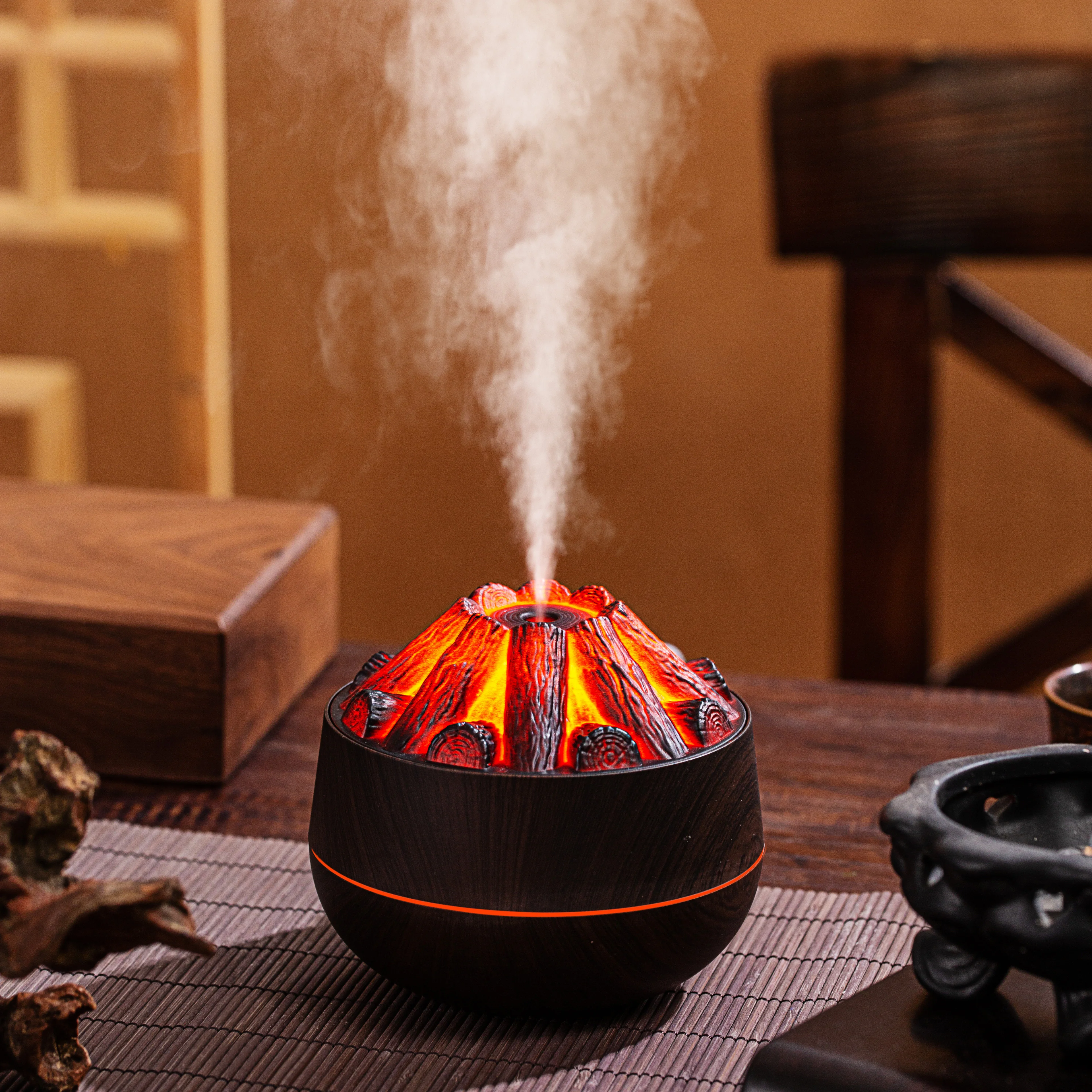 Carbon Fire Air Humidifier New Household Artificial Fragrance Diffuser 300ML USB Ultrasonic Spray Is Suitable For Home Office