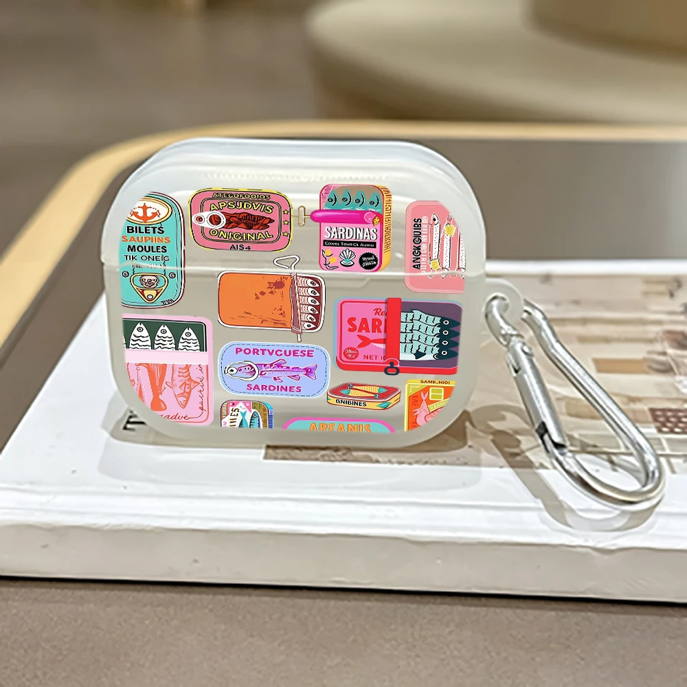 Retro Sardine Can Protective Case for AirPods 5/4/3/2/1 Earbuds Case For AirPods Pro 3/Pro 2/Pro Clear TPU Earphone Box Cover