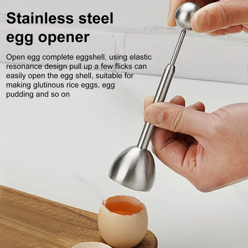 Hard-boiled Egg Slicer Stainless Steel Egg Opener Cracker Topper Separator Remover Rust-proof Egg Cutter for Soft Hard Boiled