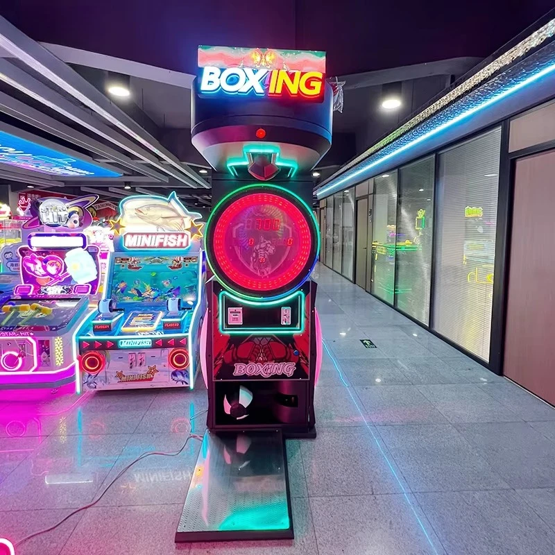 2-in-1 Punch Kick Boxing Arcade Machine Steel Metal Coin Operated Combo Boxer With Ticket Dispenser for Amusement Venues