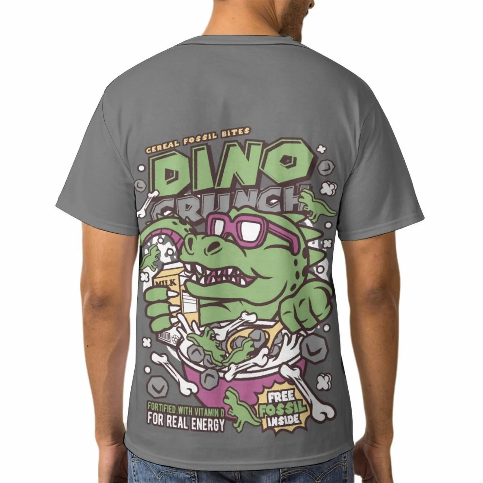 summer T-shirt Dino Crunch Fun Funny Men's Pure  Summer T-shirt Plus Size Hip Hop casual T-shirt Top Men's Short Sleeves