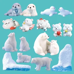 White Polar Bear Seal Walrus Miniature Figurine Resin Craft Animal Model home decor fairy garden Car decoration DIY Accessories
