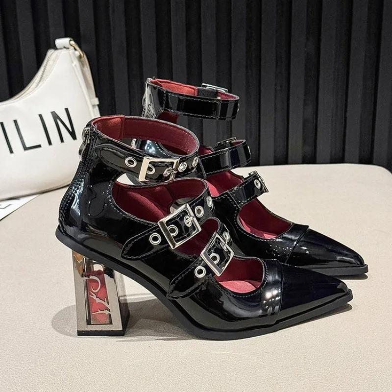 نعال سميكة مع مشبك رأس حاد فم ضحل منصة مقاومة للماء موضة كل مباراة مريحة عدم الانزلاق أحذية نسائية فردية #6