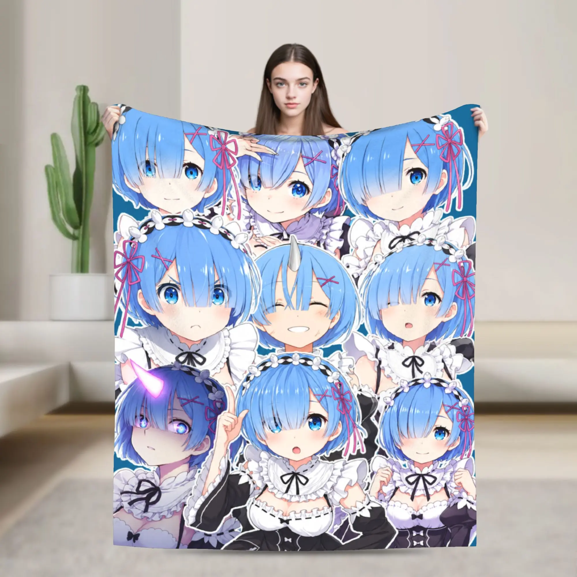 Anime Re Life In A Different World From Zero Rem Super Soft Blanket Plush Throw Blanket Couch Bed Flannel Bedspread Bed Cover