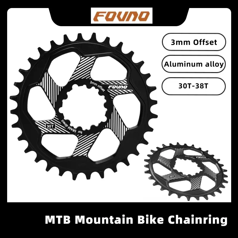 FOVNO For SR 8-12Speed MTB Mountain Bike 30T/32T/34T/36T/38T Crown 3mm Offset Bicycle Chainring forSRAM XX1 XO1 X1 ForGX XO X9