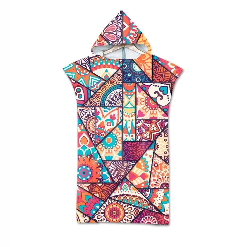 Geometric graffiti totem Adult  Beach Towel Changing Bathrobe Cloaks Hooded Swimming Pool Gym Fitness Bath Towels Bath Towels