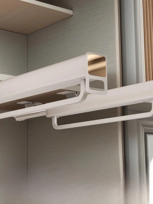 Built-In Track Pants Rack Wardrobe Slide in Clothes Hanger Rod Aluminum Alloy No Drilling Required Closet Organization