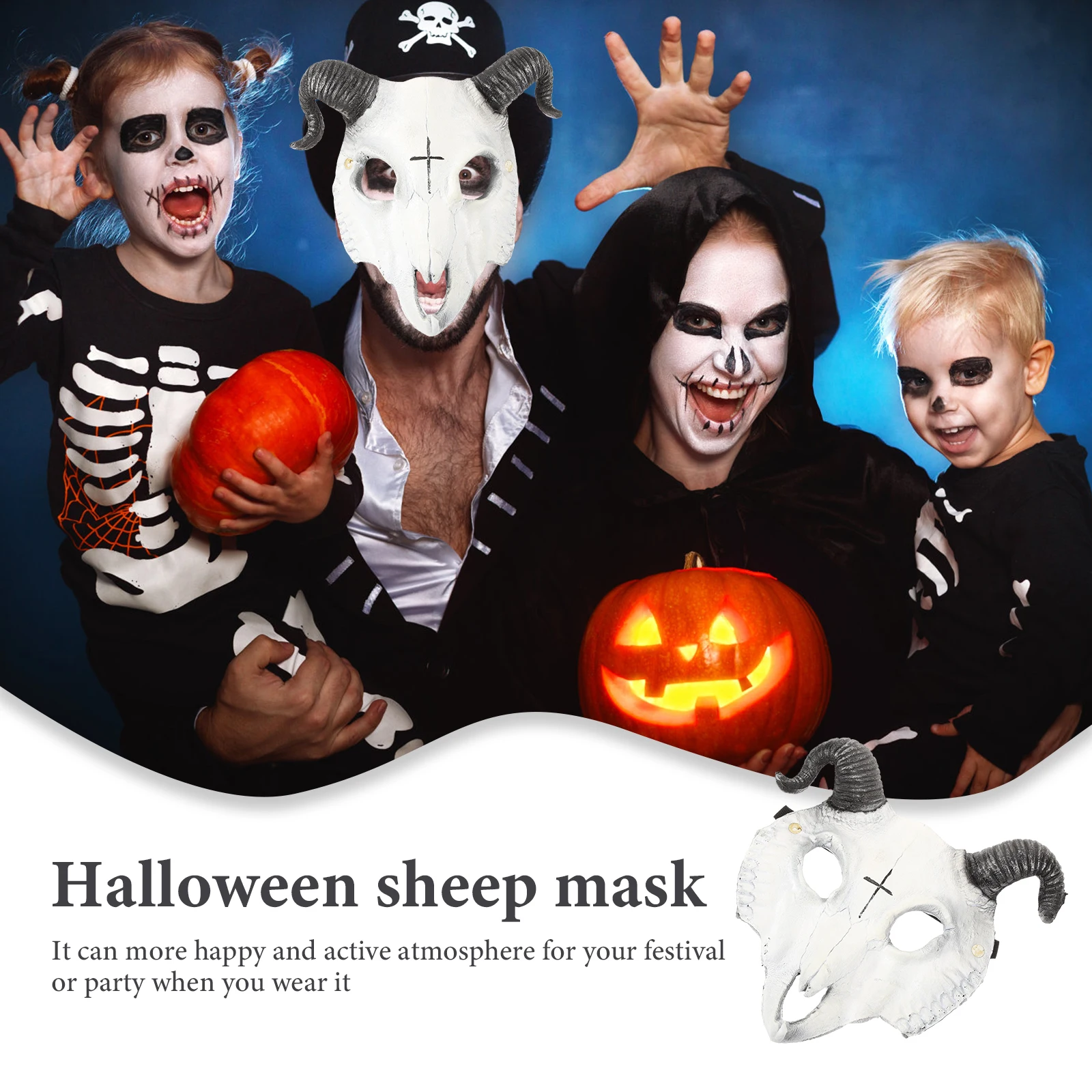 

Wooden 3D Mask Man Scary Ghost Skull Pu Dress-up Party Funny Halloween