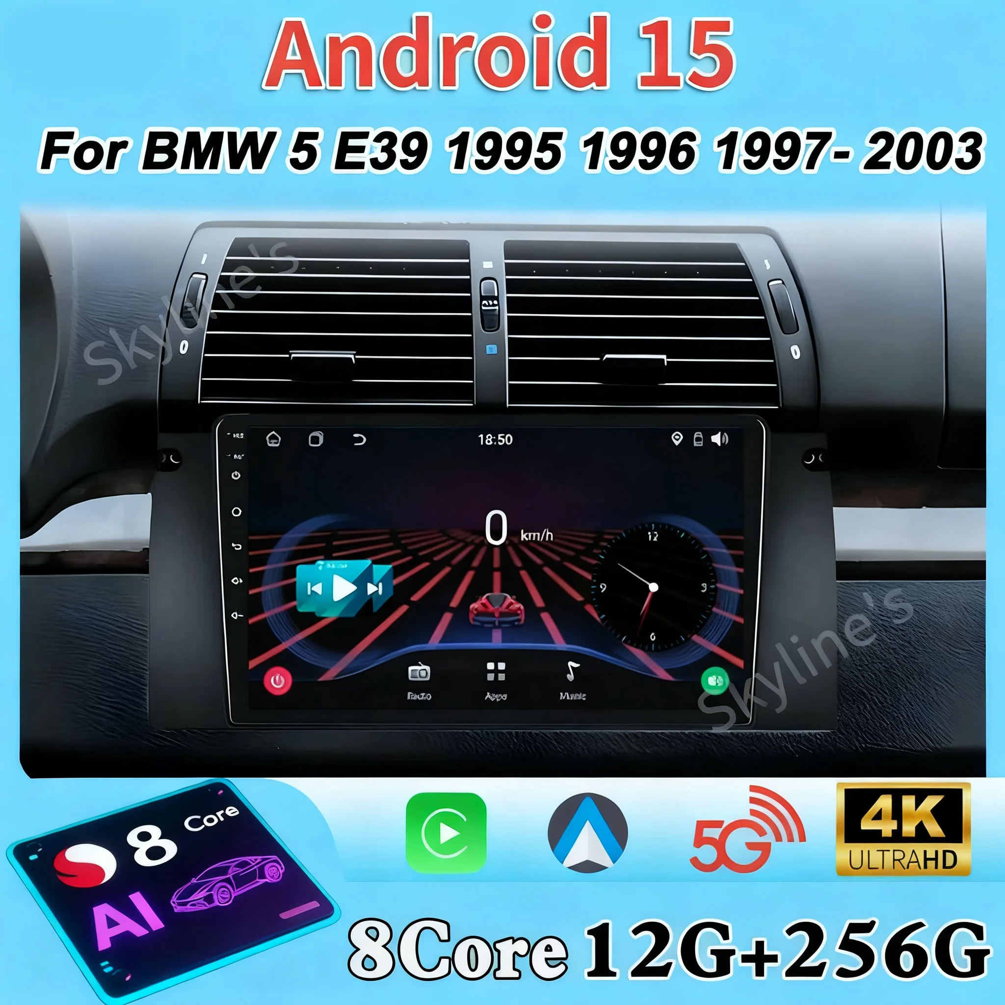 Radio Android 16 For BMW 5 E39 1995 1996 1997- 2003 E53 X5 M5 Wireless Android Auto Carplay Autoradio 5G