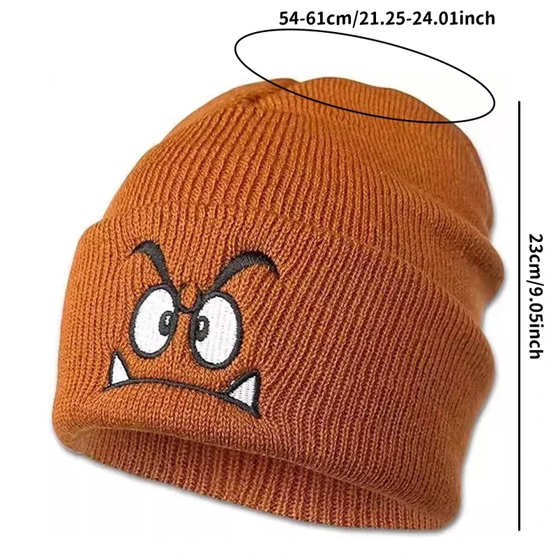 2025 dessin animé en colère Expression brodé tricoté bonnet chapeau hommes femmes hiver en plein air mouvement Ski chaud vent-résistant bonnet chapeaux