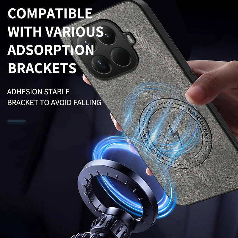 حافظة لهاتف Xiaomi Mi 15T Pro فاخرة من جلد البولي يوريثان غطاء خلفي مغناطيسي Magsafe لهاتف Xiaomi Mi 15T 15T Pro