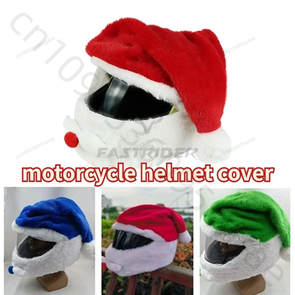 

Personalized Motorcycle Helmet Cover Plush Full-face Helmet Hood To Keep Warm While Riding and Uncover The Mask Santa Hat Gift