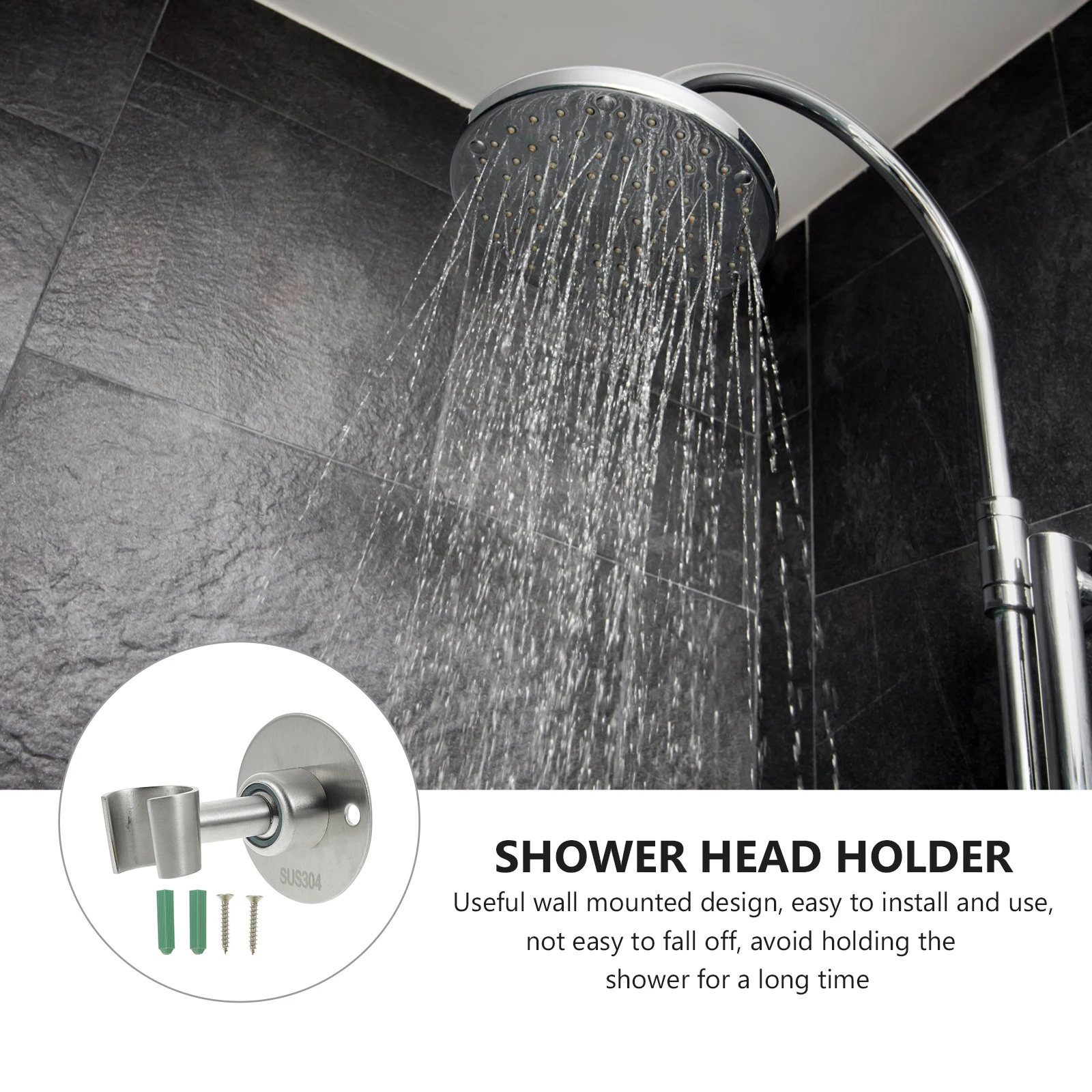 

Stainless Steel Shower Head Bracket Handheld Mount Wall Adjustable Design Fits Most Shower Heads Easy Installation Bathroom