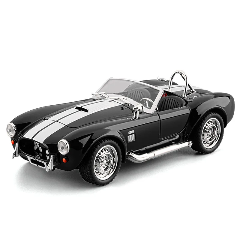 1: 22 Ornamento modello di auto sportiva convertibile Cobra, luce di rimbalzo, modello di auto di simulazione di auto giocattolo per bambini Oggetti da collezione avanzati