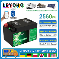 24V 100Ah LiFePO4 Battery 2560Wh Bluetooth 8S 100A BMS 6000 Cycle 12V 100Ah 200Ah Solar Energy Lithium Battery Pack EU UA NO TAX