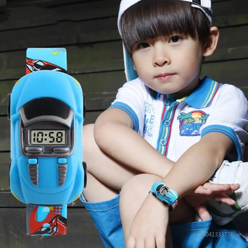 Cartoon Car Children Watch Toy for Boy Baby Fashion Electronic Watches Innovative Car Shape Toy Watch Kids Xmas Gift