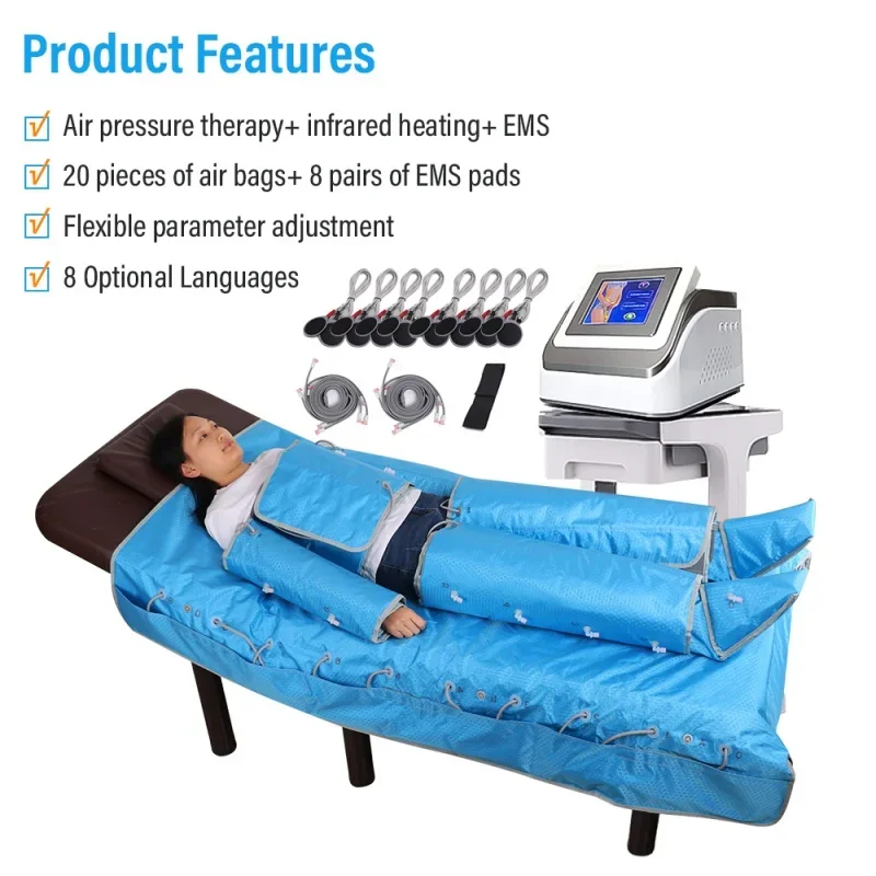 3 in 1 Touched screen Full Body Legs Hips Arms Compression Massage Pressotherapy Suit Lymph Drainage machine