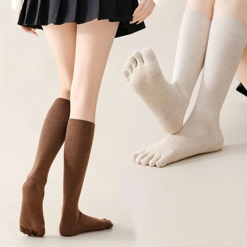 

Anti-slip Five Finger Long Socks Harajuku Solid Color JK Calf Stockings Separate Toe Hosiery Mid-tube Stocking Women Lolita JK