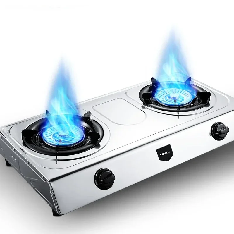 JZY-T502Y Gas Hob with Two Burners Stainless Steel Cooktop for Home High Power Gas Stove Desktop Gas Cooker HOT SALES
