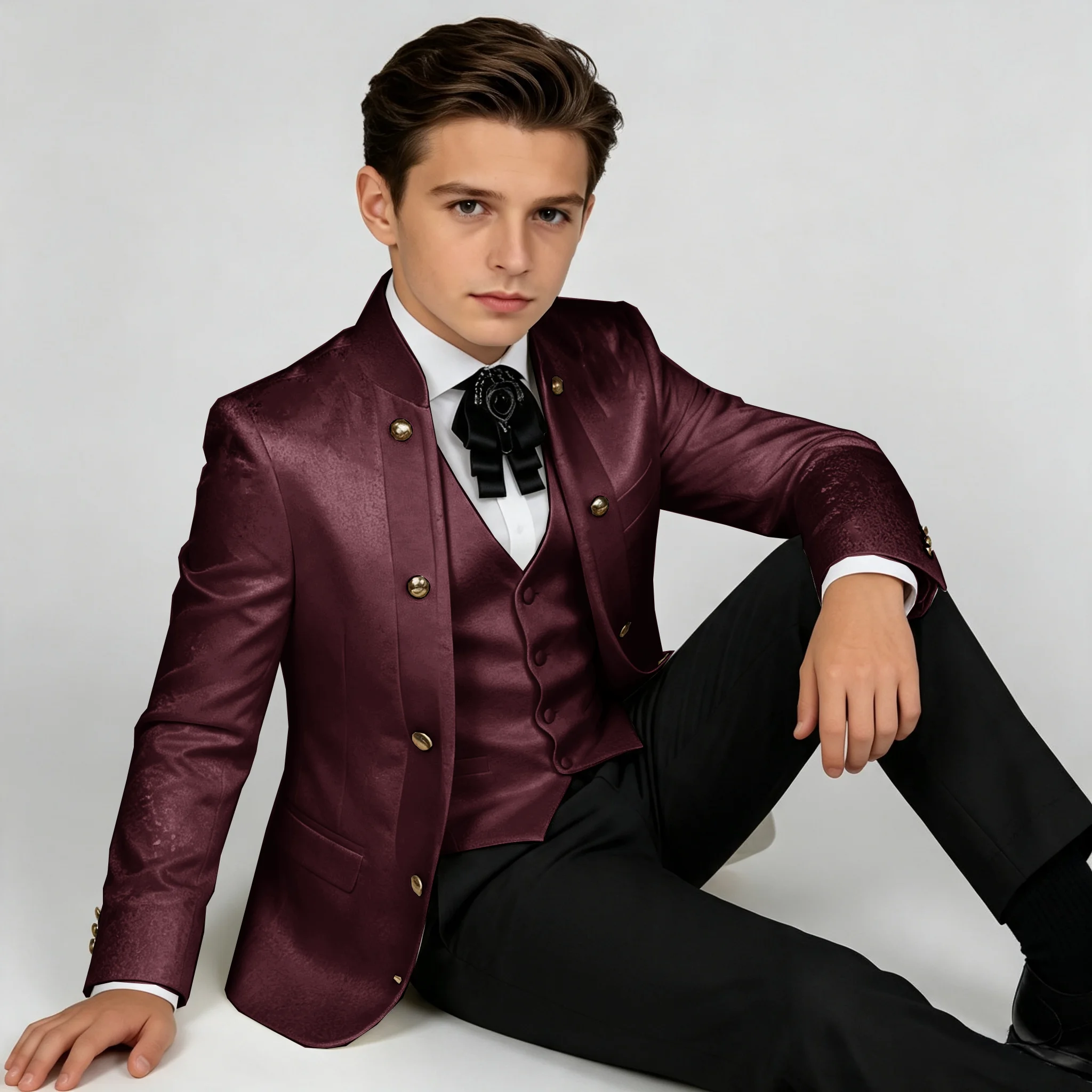 Boy's 3-Piece Suit Elegant Blazer Wedding Host Performance Tuxedo with Pants New Kids Formal Wear