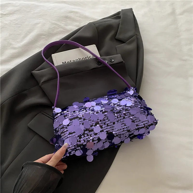 Sequin Evening Party Shoulder Bags for Women Lightweight Portable Ladies strap Crossbody Bag Solid Color fashion Female Handbag