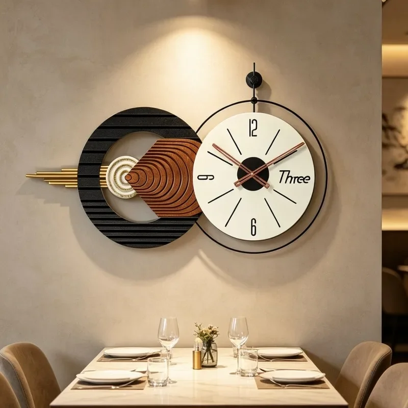 Wooden Wall Clock Creative Living Room Wall Watch Minimalist Bedroom Office Silent Walls Clocks Modern Dining Room Decoration