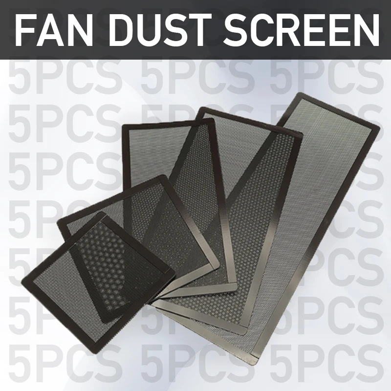 PC Chassis Cooling Dust Filter Magnetic Mesh  PVC Net Guard Fan Cover Dust Filter Antidust Net for Computer 5PCS