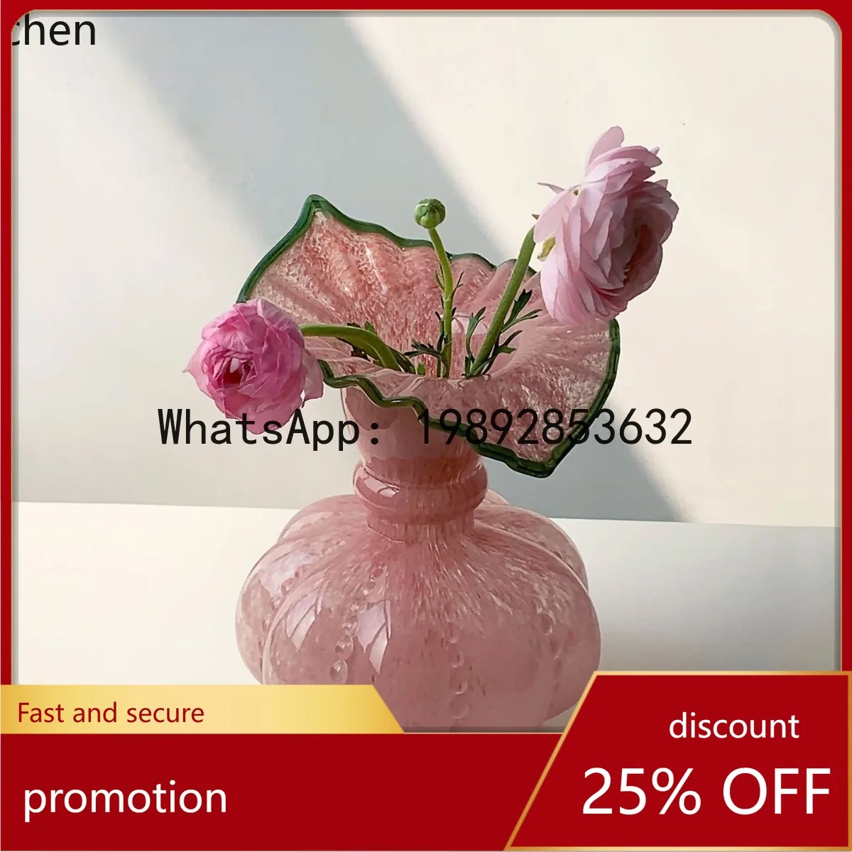 

YFY Modern Minimalist Vintage Fenton Style Pumpkin Handmade Glass Vase French Retro Flower Arrangement Desktop Ornament