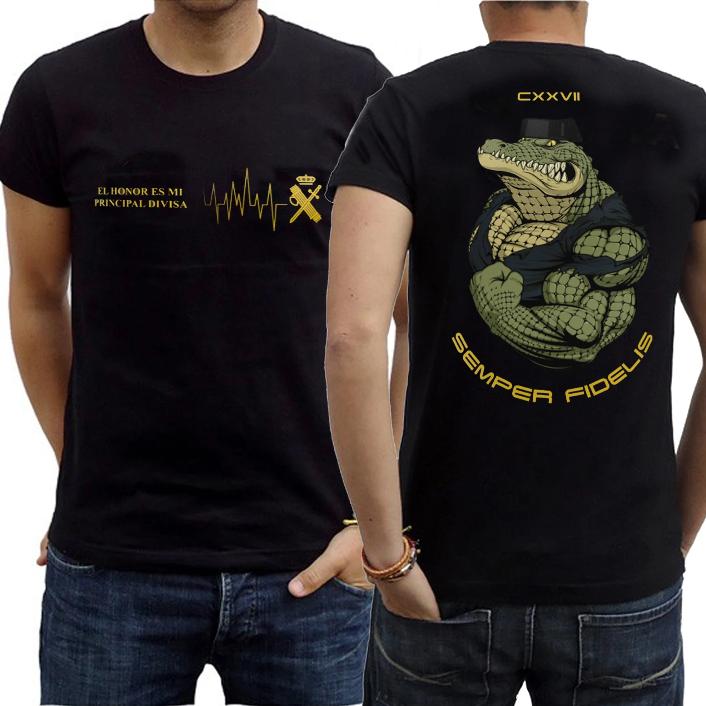 Camiseta Guardia Civil CXXVII Española. Spanish Guardia Civil T Shirt New 100% Cotton Short Sleeve O-Neck Tshirt Casual Mens Top