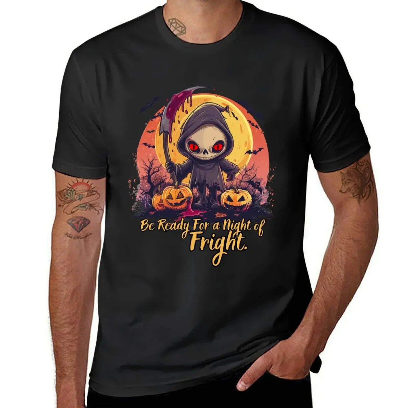 Happy Halloween.Be Ready For a Night of Fright T-Shirt oversized graphic tee men clothes