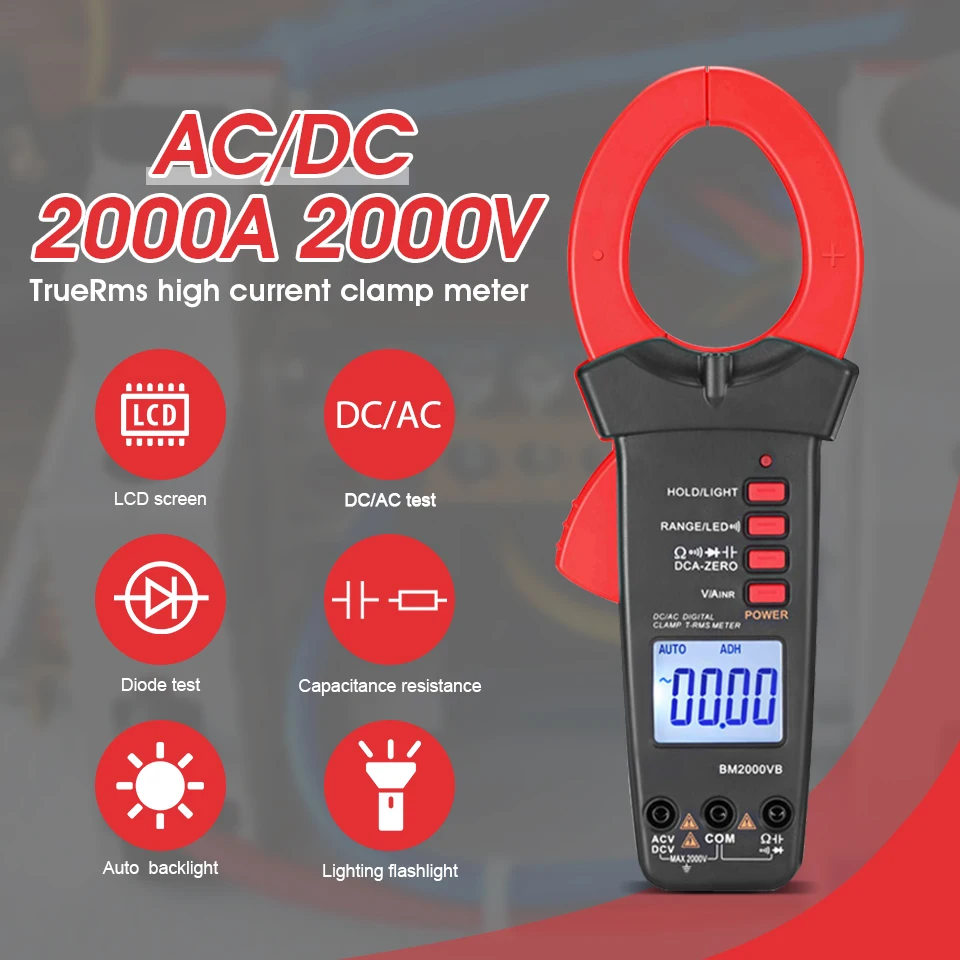 Digital clamp multimeter BM2000VB AC/DC current voltage 2000A/V capacitor large current capacitance resistance diode Backlight