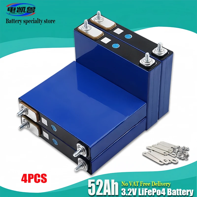 

New 3.2V 52AH LiFePO4 Battery 12V 24V 48V diy Battery Motorcycle Motor Rechargeable Battery EU US Duty Free Free Shipping