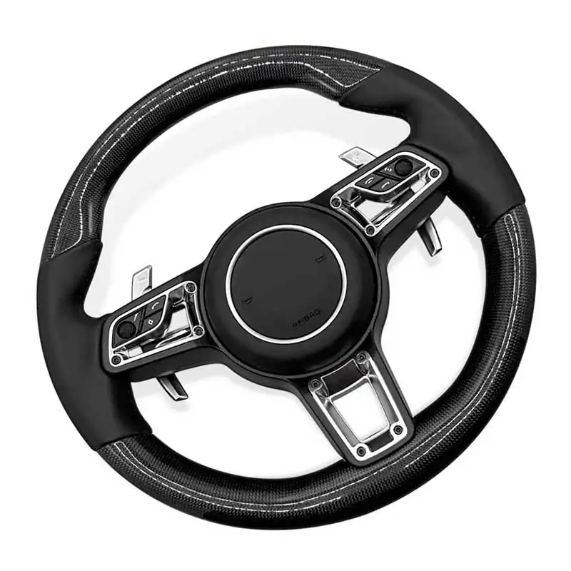 Leather Steering Wheel For Cayenne Macan Boxster Cayman Taycan Panamera Carrera 718 991 992 911 GT2 3 4 Steering Wheel Assembly
