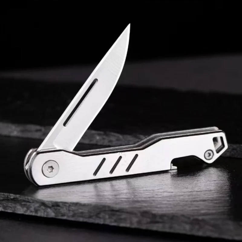 New Mini Outdoor Stainless Steel Folding Knife, Portable Express Keychain, Multifunctional Portable Kitchen Fruit Folding Knife